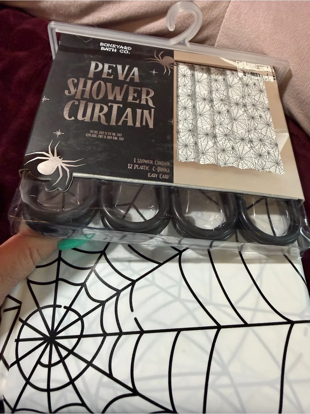 White Spiderweb PEVA Shower Curtain